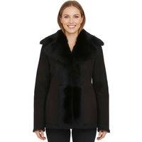 Infinity Leather Women's Sheepskin Toscana Merino Shearling Suede Leather Jacket-Siena in Black | Size: 8