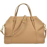 House of Leather Women's Genuine Leather Satchel Handbag Katy in Tan