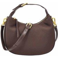 House of Leather Women's Leather Oval Shoulder Bag Hobo Dakotaa in Dark Brown