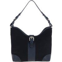 Ashwood Leather Women's 'Tesoro Toscano' Top Zip Soft Suede Leather Shoulder Bag in Navy