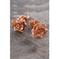 Otis Jaxon London Women's Rose Flower Sterling Silver Stud Earrings in Rose Gold