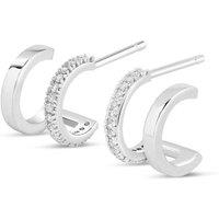 Gold Trip Women's Double Hoop Illusion Earrings in Silver