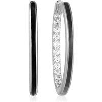 Gold Trip Women's Large Black Enamel Hoop Earrings in Silver
