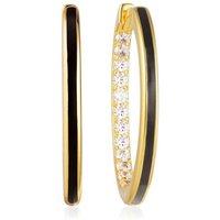 Gold Trip Women's Large Black Enamel Hoop Earrings in Gold