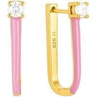 Gold Trip Women's Pink Enamel U Hoop Earrings in Gold