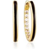 Gold Trip Women's Small Black Enamel Hoop Earrings in Gold