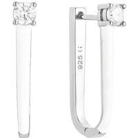 Gold Trip Women's White Enamel U Hoop Earrings in Silver