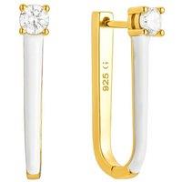 Gold Trip Women's White Enamel U Hoop Earrings in Gold