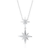 Gold Trip Women's Double Sparkling Starburst Necklace in Silver