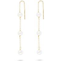 Gold Trip Women's Triple Pearl Threader Earrings in Gold