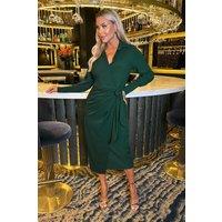 AX Paris Women's Teal Side Tie Waist Wrap Midi Dress | Size: 10