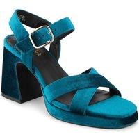 Jones Bootmaker Women's Gladiola2 Leather Platform Sandals in Teal | Size: 4