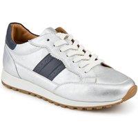 Jones Bootmaker Women's Amika Leather Grip Sole Trainers in Silver | Size: 6