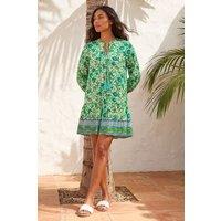 Roman Women's Floral Print Border Smock Dress in Green | Size: 18