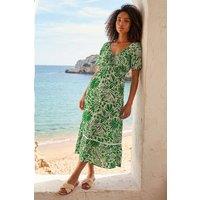 Dusk Women's Abstract Ric Rac Trim Dress in Green | Size: 10