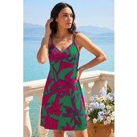 Roman Women's Strappy Tropical Floral Mini Dress in Green | Size: 20
