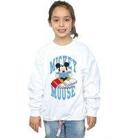 Disney Girl's Mickey Mouse Reading Sweatshirt in White | Size: 9 Years