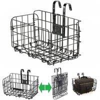 NESTLUNE Metal Foldable Bicycle Basket Front Rear Handlebar Storage in Black | Size: 0-18 m