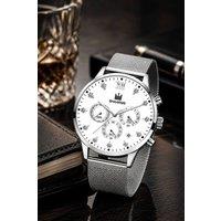 Lovii Men's Luxury Men Chronograph Mesh Strap Timepiece for Dad in Silver