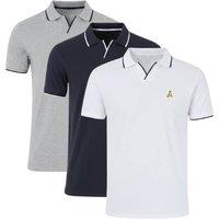 Brave Soul Men's 3 Pack Open Collar Polo Shirts | Size: Medium