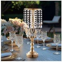 H&O Direct Gold Wedding Table Centerpiece Metal Crystal Spiral Shape Vase Ornaments