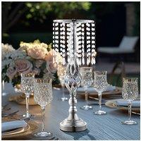 H&O Direct Silver Metal Crystal Spiral Shape Vase Ornaments Wedding Table Centerpiece