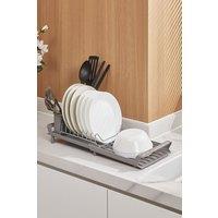 Living and Home 2-Layer Kitchen Expandable Dish Drainer Rack Tableware Storage Rack with Cutlery Holder in Grey