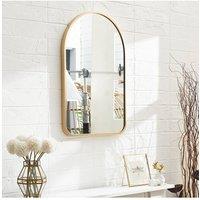 Living and Home Modern Arched Wall Mirror with Aluminum Alloy Frame, 40cm W x 60cm H in Gold | Size: 40 cm W x 60 cm H