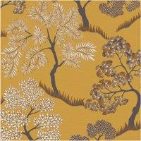 Sublime Tree Floral Ochre Wallpaper in White | Size: 10000mm x 520mm