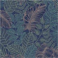 Superfresco Easy Scattered Leaves Floral Blue/Copper Wallpaper in White | Size: 10000mm x 520mm