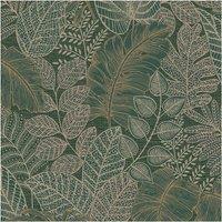 Superfresco Easy Scattered Leaves Floral Forest Green Wallpaper in White | Size: 10000mm x 520mm