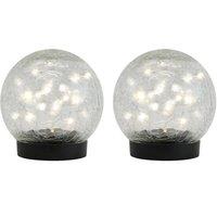Gardenwize Pair of Solar LED Crackle Ball Garden Lights in Black