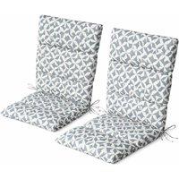 Gardenwize Pack of 2 Full Length Outdoor Geo Seat Cushions in Light Grey