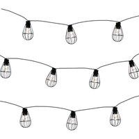 Gardenwize Solar String Lights with 8 Metal Bulbs Decorative LED Light in Black