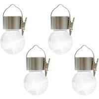 Gardenwize Pack of 4 Solar Hanging Crackle Balls Warm White LED in Clear