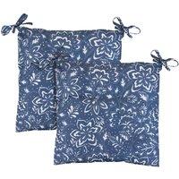 Gardenwize Pack of 2 Hampton Seat Pad Cushions in Blue
