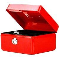 BARGAINS-GALORE 6" Metal Cash Box With 2 Keys + Organizer Tray Secure Safe Money Bank in Red