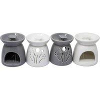 BARGAINS-GALORE Set Of 4 Flower Design Oil Burners Melt Burner Ceramic Essential Decor