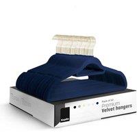 Keplin Velvet Hangers, Non-Slip Clothes Hangers with Tie Bar, 50 Pack in Navy | Size: 50 Pieces