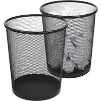 Harbour Housewares Round Metal Waste Paper Bins - Black - Pack of 2