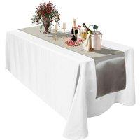 Neel Blue Satin Table Runner, 11" x 108" in Silver