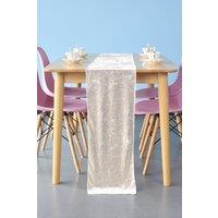 Neel Blue Crushed Velvet Table Runner, 33cm x 274cm in Metallic Gold | Size: 33 cm x 274 cm