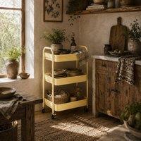 Wyld Haus Firi 3 Tier Yellow Steel Storage Trolley with Wheels