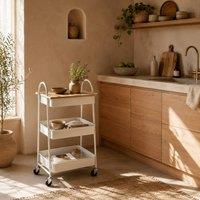 Wyld Haus Satoro 3 Tier Oak & White Kitchen Trolley