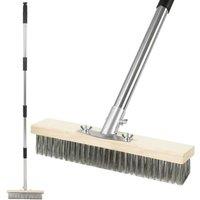 Pelle & Sol Heavy Duty Floor Scrubbing Brush Telescopic Handle Garden Broom in Silver