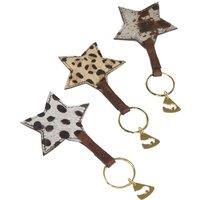Aubrion Leopard Print Cowhide Leather Keyring in Beige