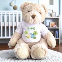 Aye Do Gifts Personalised Luxury Teddy Bear with Baby Dinosaurs T-Shirt in Beige