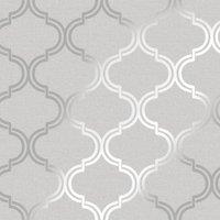 Holden Dcor Glistening Geo Trellis Wallpaper in Light Grey