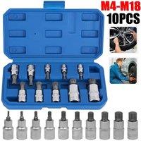 Kelvenix 10pcs Multi Spline Bit 1/2"Socket Set in Silver | Size: 10000mm x 520mm