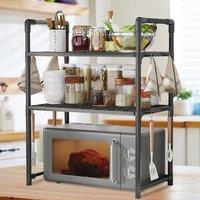 SPETLEK 3 Tier Microwave Oven Rack Stand Storage Holder in Black | Size: 0.6m2